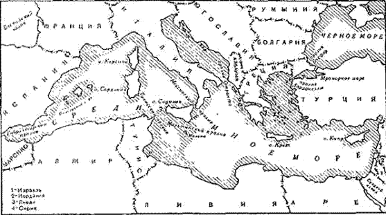 Районы Средиземного моря, доступные для постановки мин